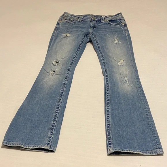 Miss Me Signature Bootcut Distress MediumWash  Mid Rise Western Cowgirl 28 x 32” - Picture 8 of 13